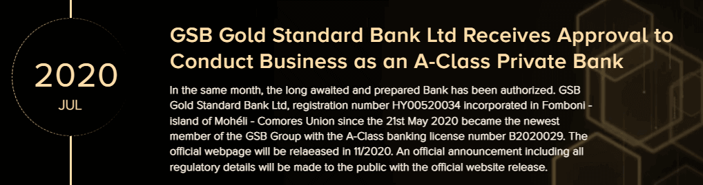 Gold Standard Bank Fake Banking License