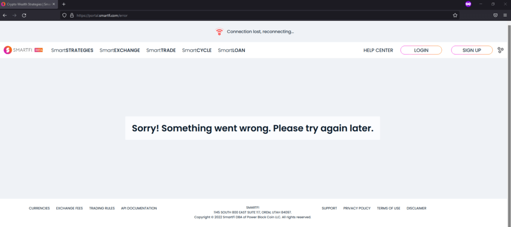 smartfi signup error