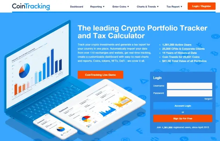 cointracking.info homepage screenshot